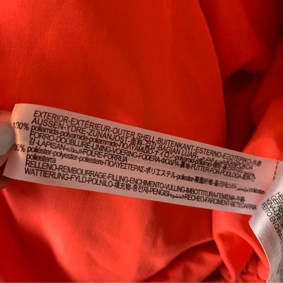 Zara red orange cropped zip front bomber long sleeve‎ puffer jacket size xs - Picture 8 of 15